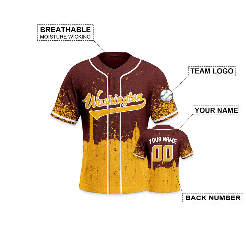 Custom 3D Graffiti Crimson Gold-White Authentic Baseball Silhouette Jersey