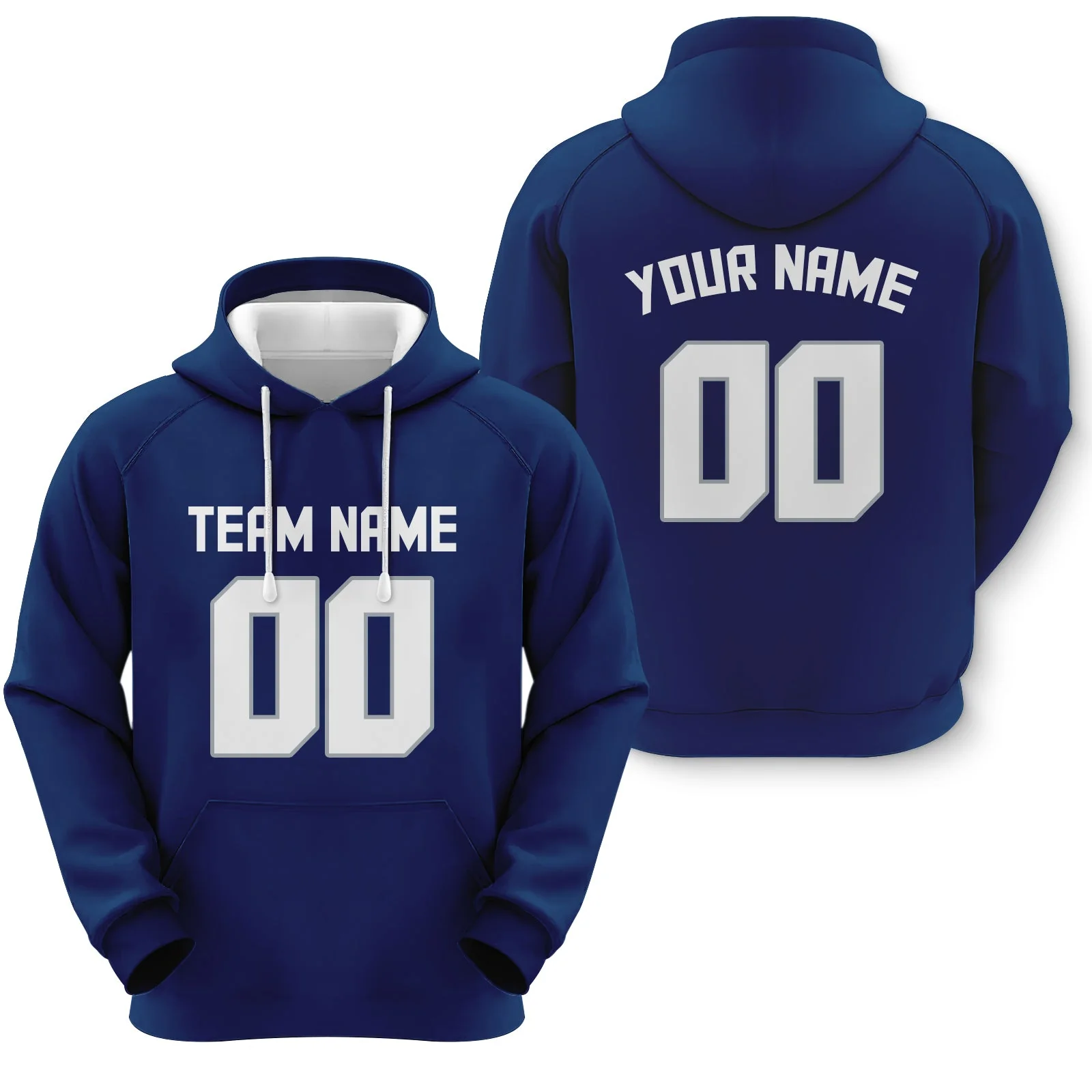 Custom Navy White-Gray Sports Pullover  Sweatshirt Football Hoodie