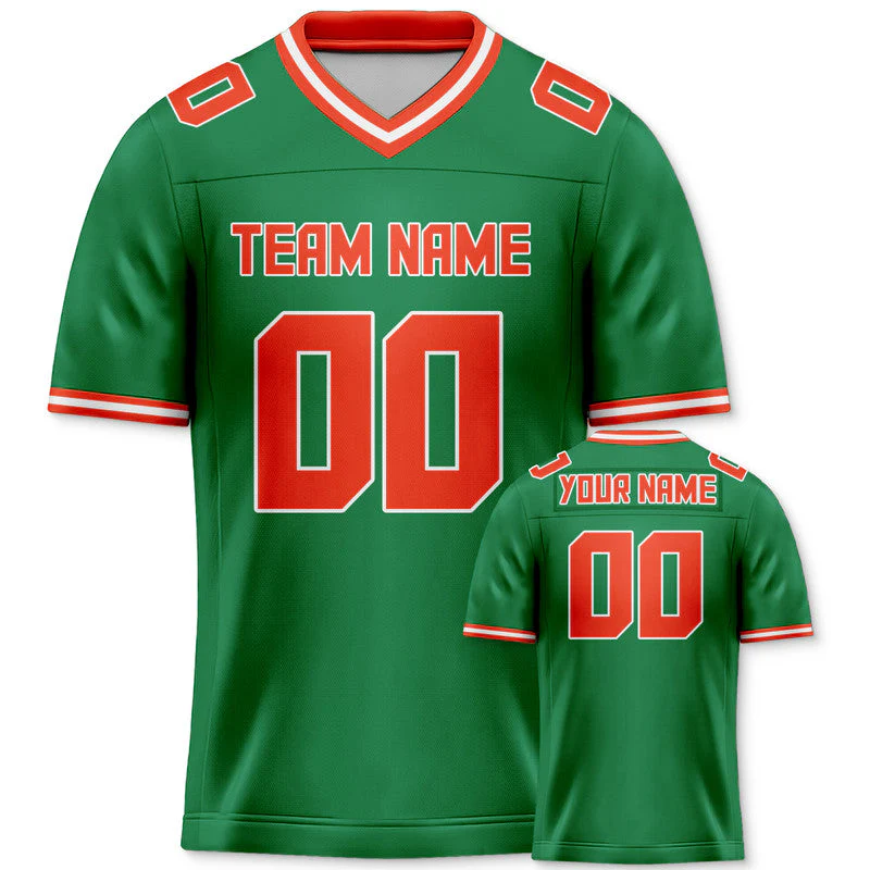 Custom Green Orange Mesh Authentic Football Jersey