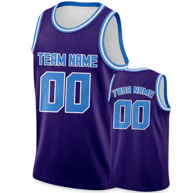 Custom Purple Powder Blue Round Neck Rib-Knit Basketball Jersey