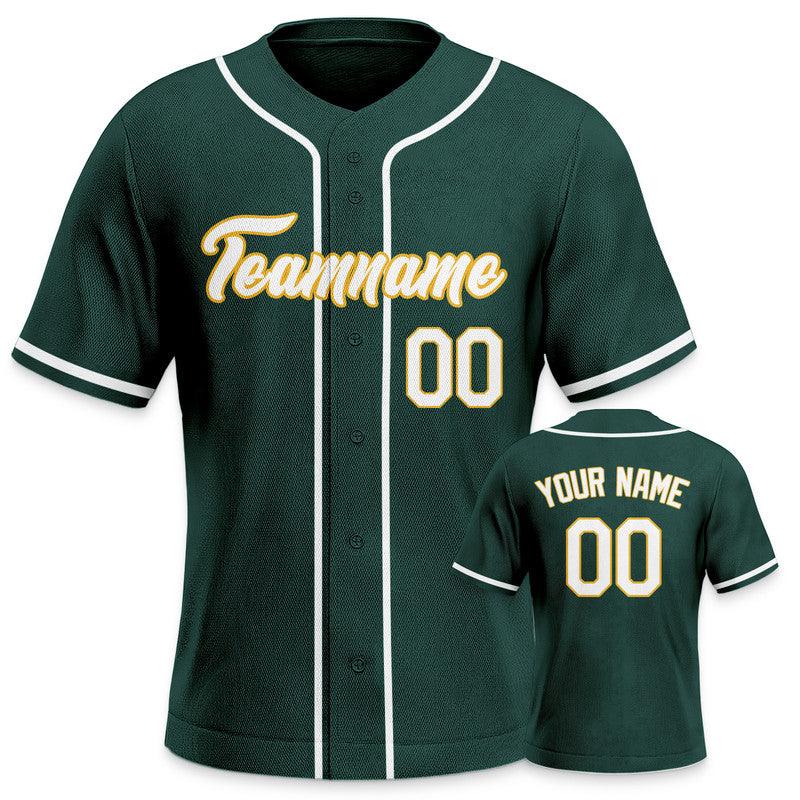 Custom Kelly Green Gold-White Authentic Baseball Jersey-3