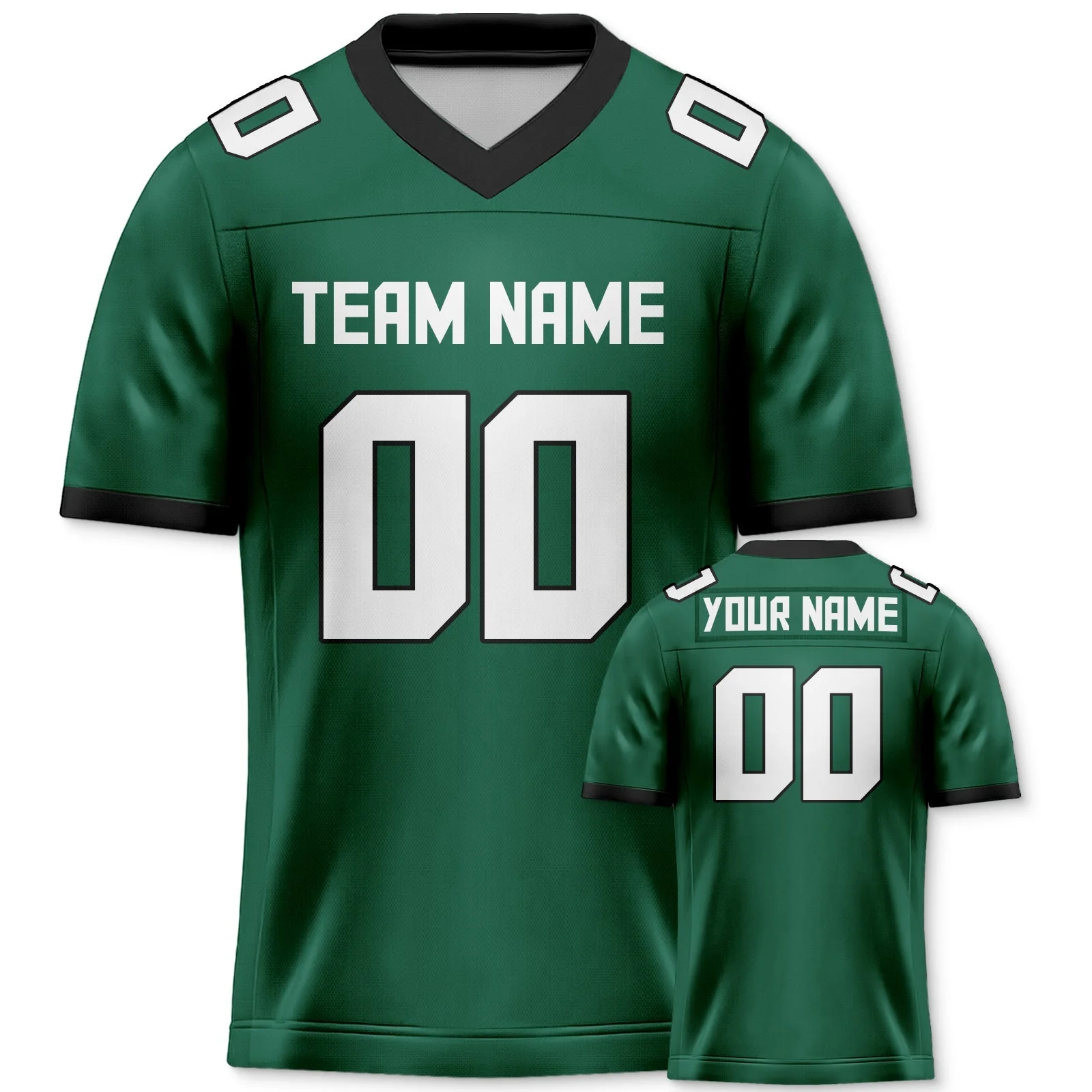 Custom Green White-Black Authentic Football Jersey