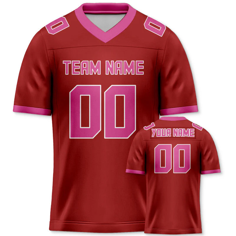 Custom Red Pink Mesh Authentic Football Jersey