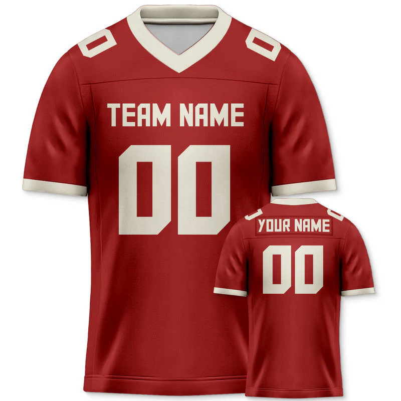 Custom Red Cream Mesh Authentic Football Jersey
