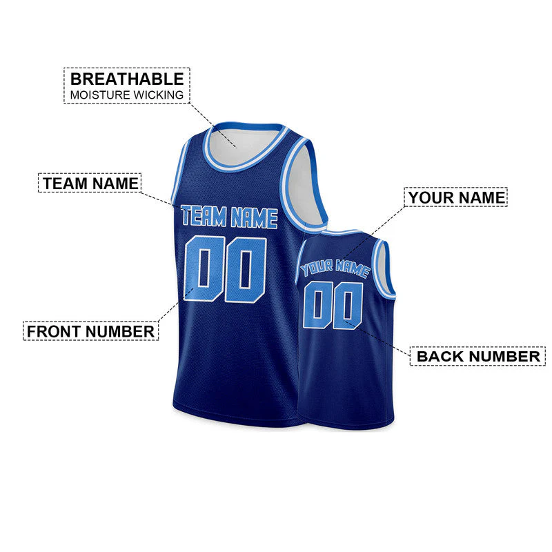 Custom Royal Powder Blue Round Neck Rib-Knit Basketball Jersey