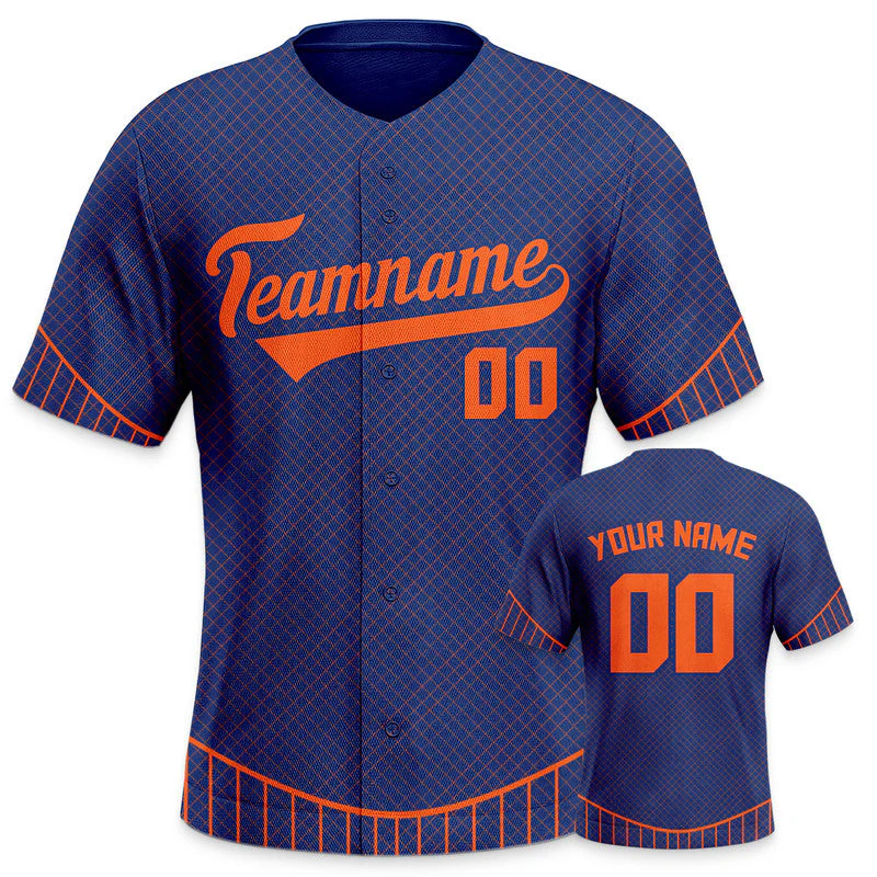 Custom Navy Orange Creative  Cool Concept Authentic Baseball Jersey