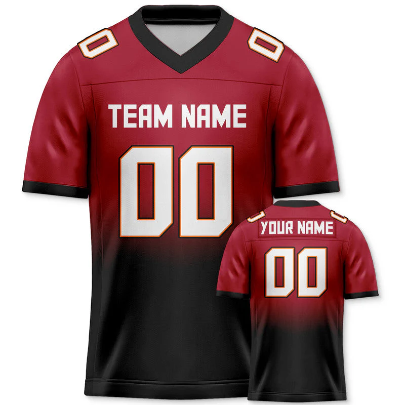 Custom Red Black-White Authentic Split Fashion Football Jersey