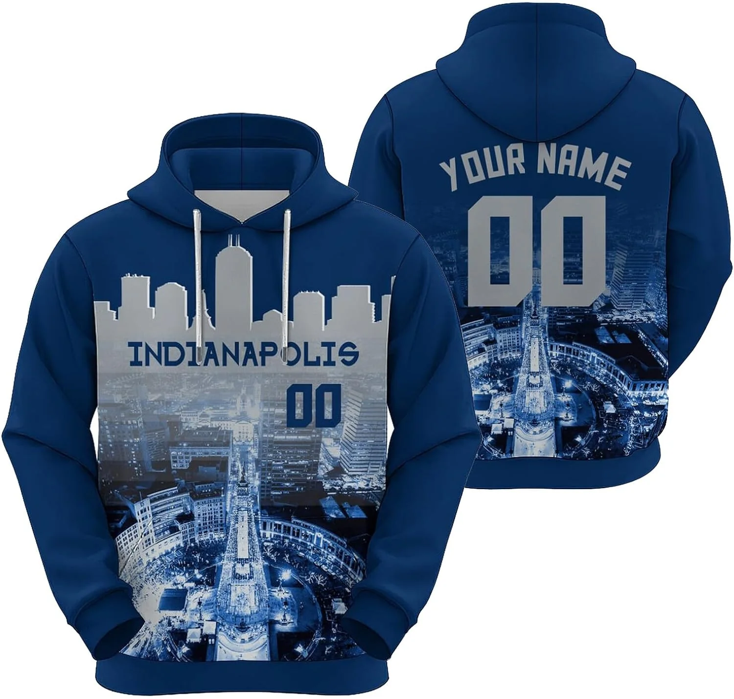 Custom Sports Pullover Sweatshirt City Indianapolis Night Fashion Football Hoodie