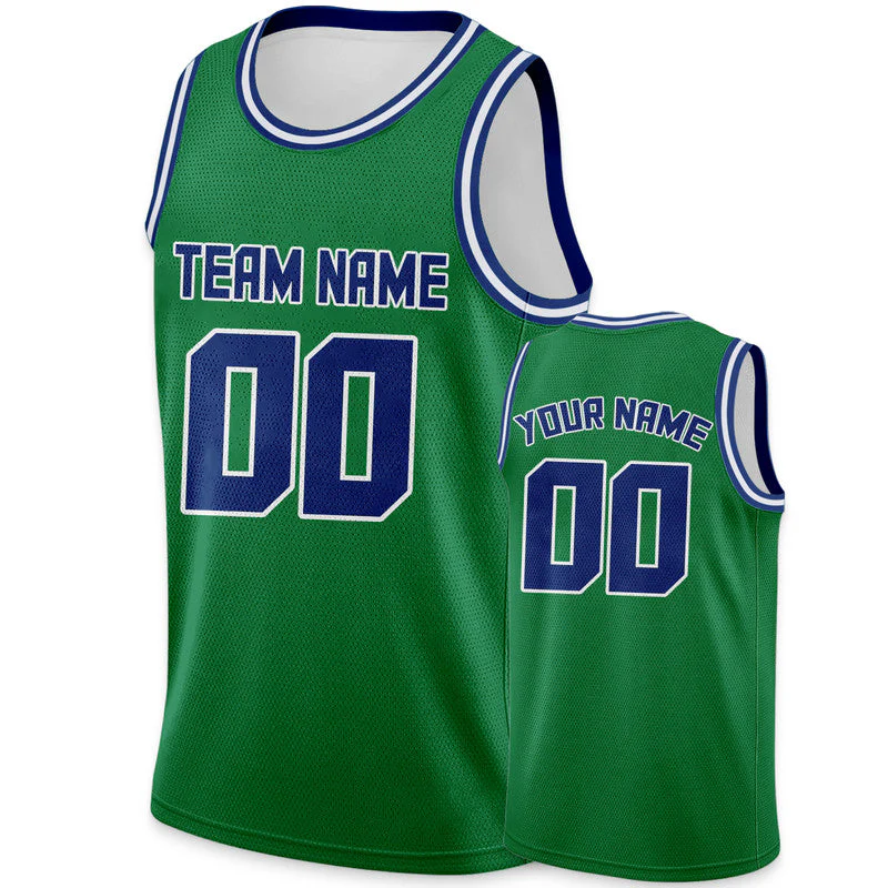 Custom Green Royal Round Neck Rib-Knit Basketball Jersey