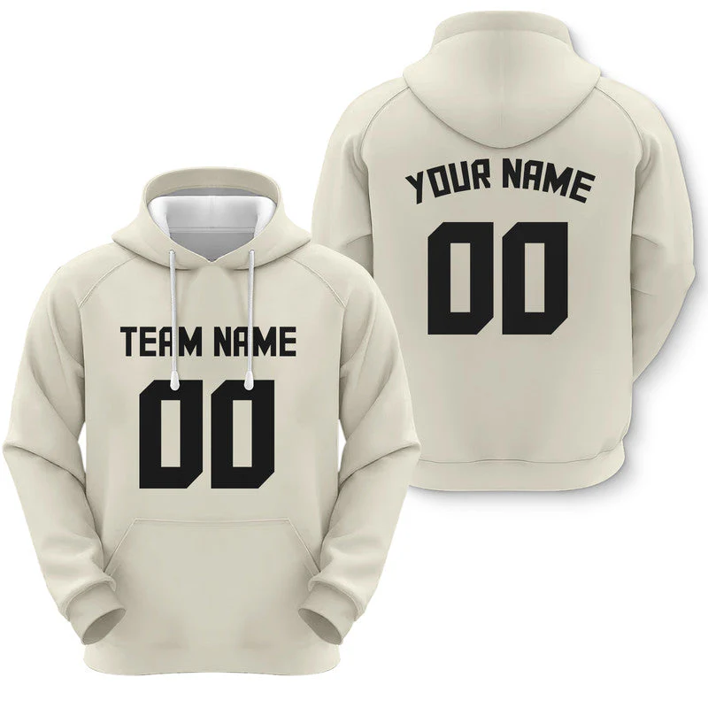 Custom Cream Black Sports Pullover  Sweatshirt Football Hoodie