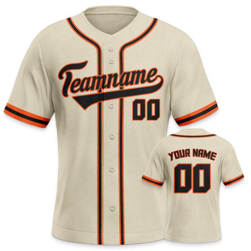 Custom Beige Black-Orange Authentic Baseball Jersey