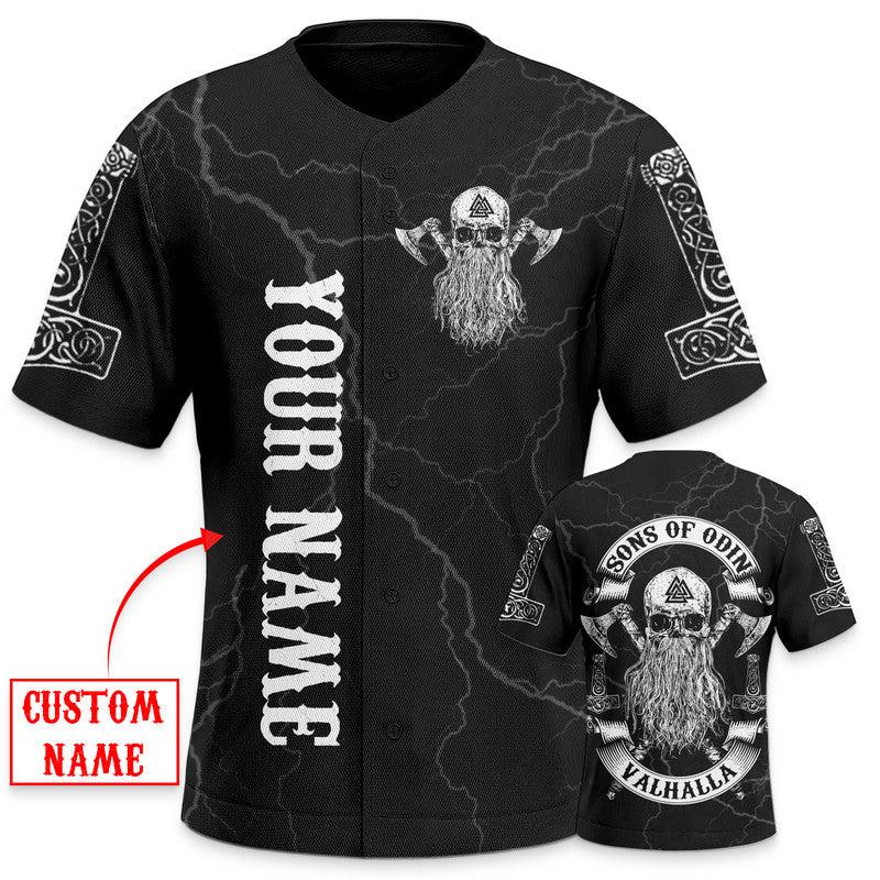 Viking Son Of Odin Valhalla Skull Custom Baseball Jersey
