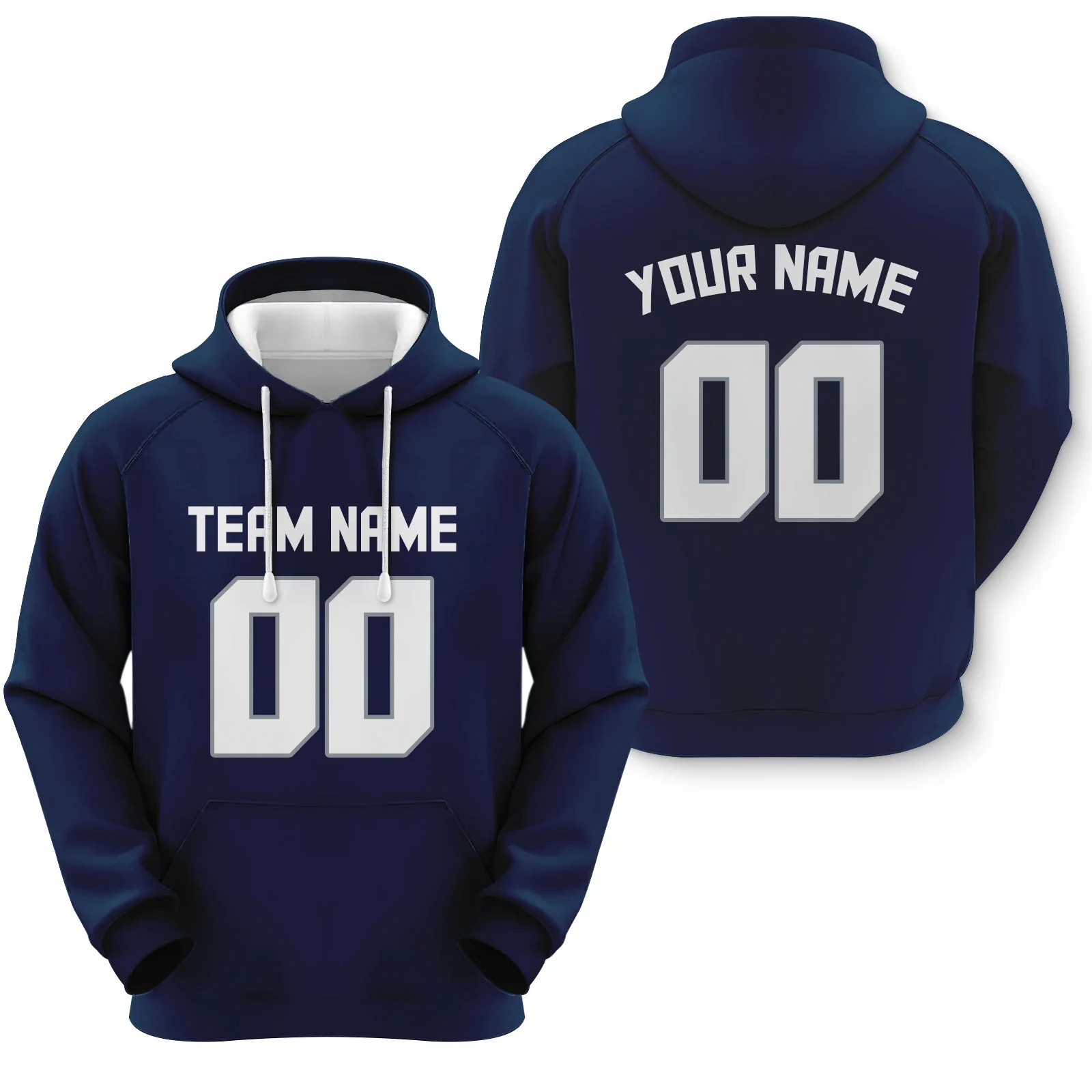 Custom Navy White-Gray Sports Pullover Sweatshirt Football Hoodie1
