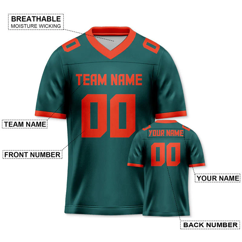 Custom Aqua Orange Mesh Authentic Football Jersey