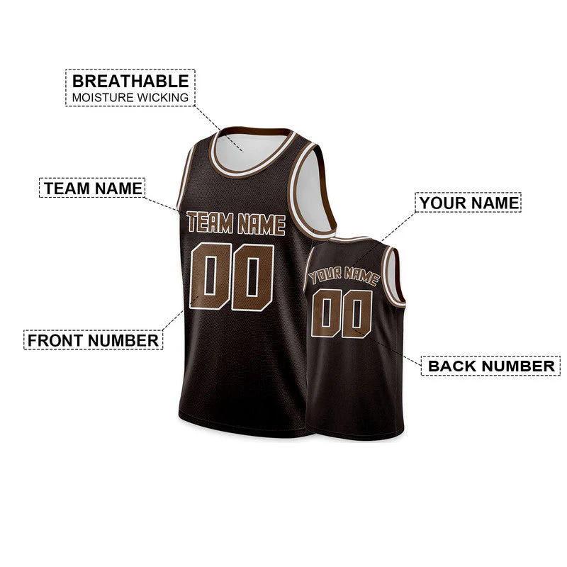 Custom Brown Coffee Round Neck Rib-Knit Basketball Jersey