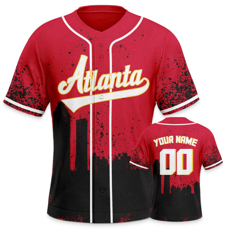 Custom 3D Graffiti Red Black-White Gold Authentic Baseball Silhouette Jersey